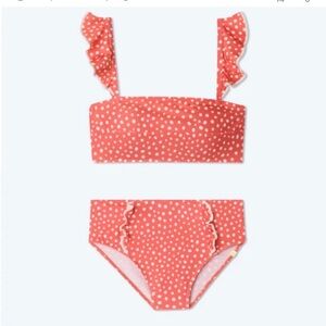 Summersalt The Ruffle Bikini Top (Size 10) and High-Rise Bottom (Size 8) Coral